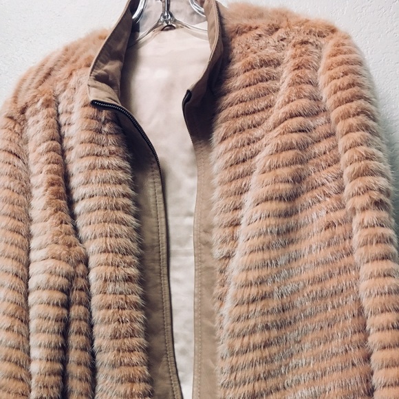 Mink and Leather Real Fur Coat